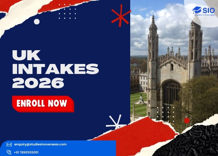 UK Intakes 2026 admission banner – Studies in Overseas promoting January, May and September intakes for international students
