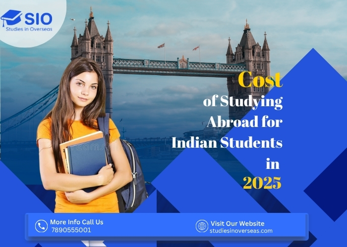 Estimated cost of studying abroad for Indian students in 2025 including tuition fees, living expenses, and scholarships