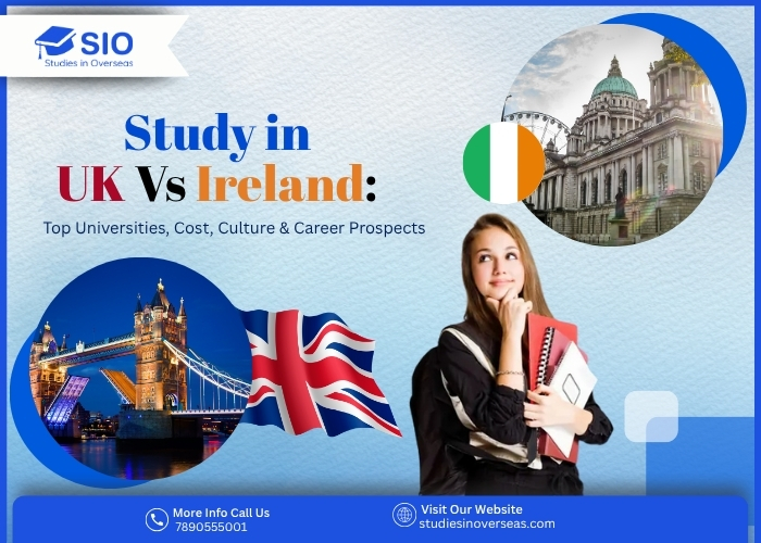 Students comparing study options in the UK and Ireland, highlighting differences in universities, cost, culture, and career prospects